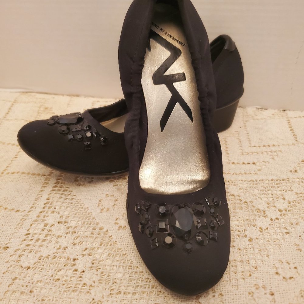 ANNE KLEIN RELAXED WEDGE FOLDABLE FLATS BLACK